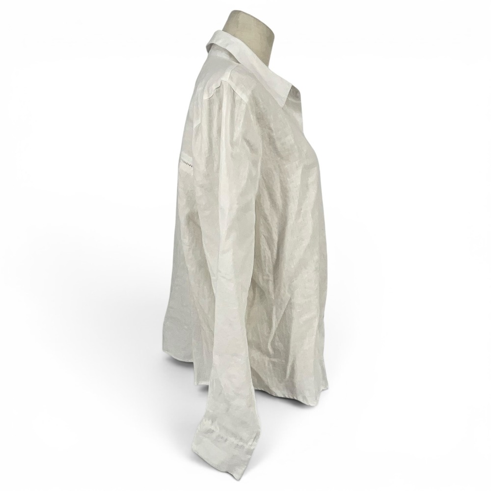 Calypso St Barth Womens XL White Linen Embroidered Palm Leaf Button Down Shirt - Picture 4 of 9